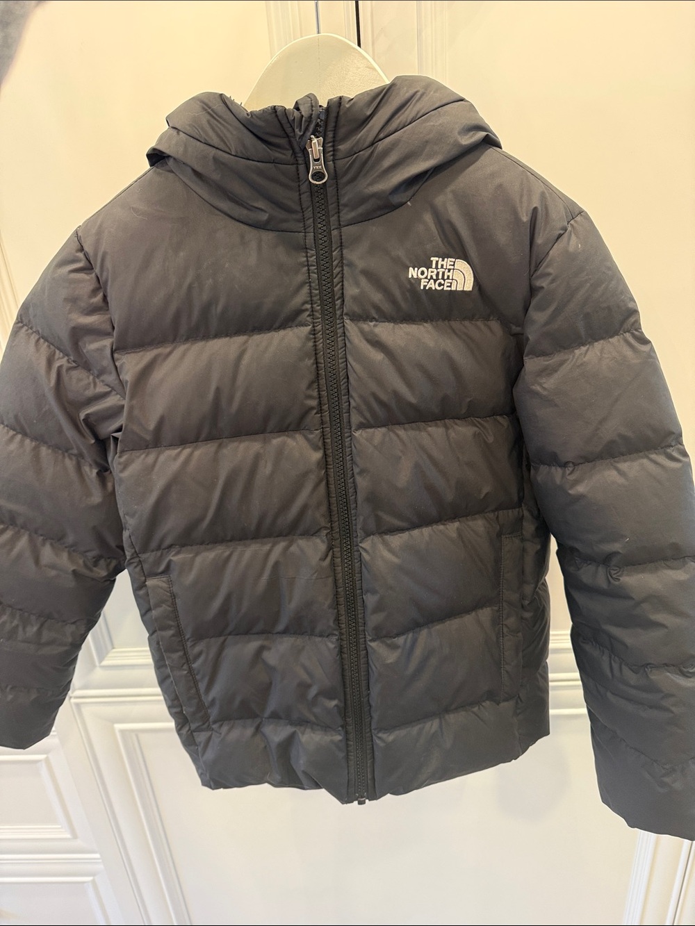 The North Face Girls Black Quilted Puffer Jacket with Hood
